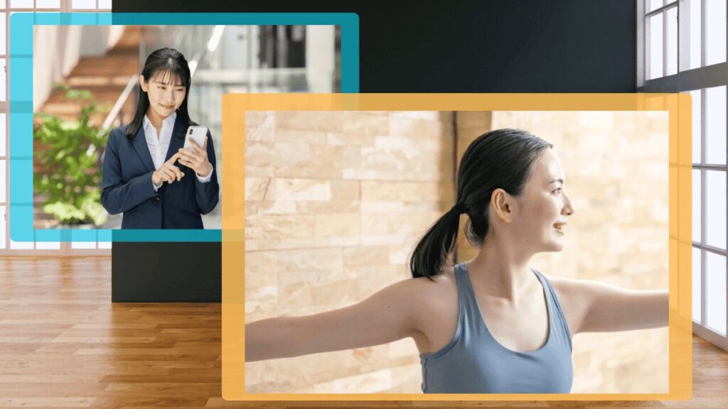 仕事帰りに予約してヨガを楽しむ女性のイメージ画像
