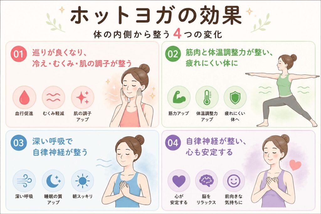 ホットヨガ 効果 イラスト