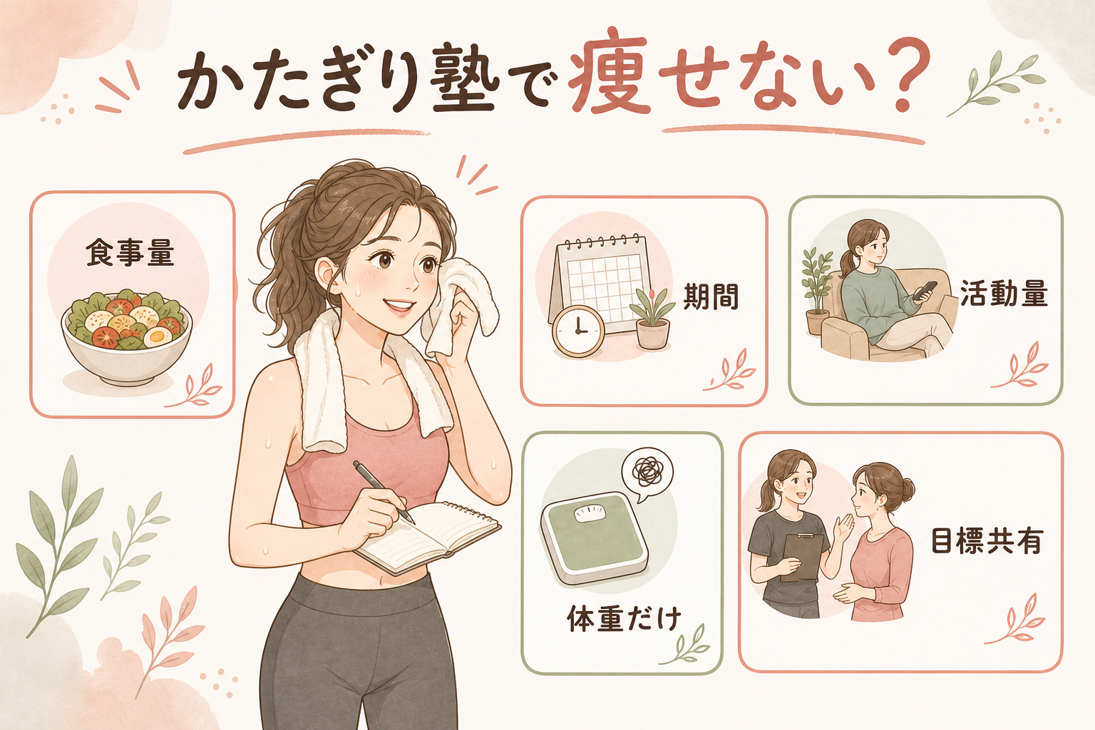 かたぎり塾で痩せないと感じる原因をまとめた図解