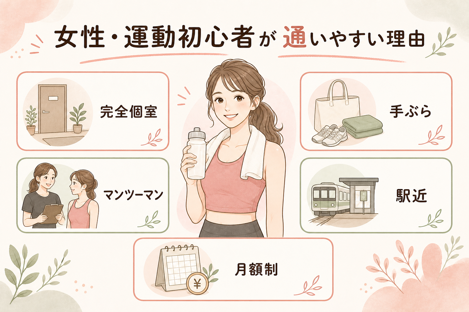 かたぎり塾が女性や運動初心者に通いやすい理由の図解