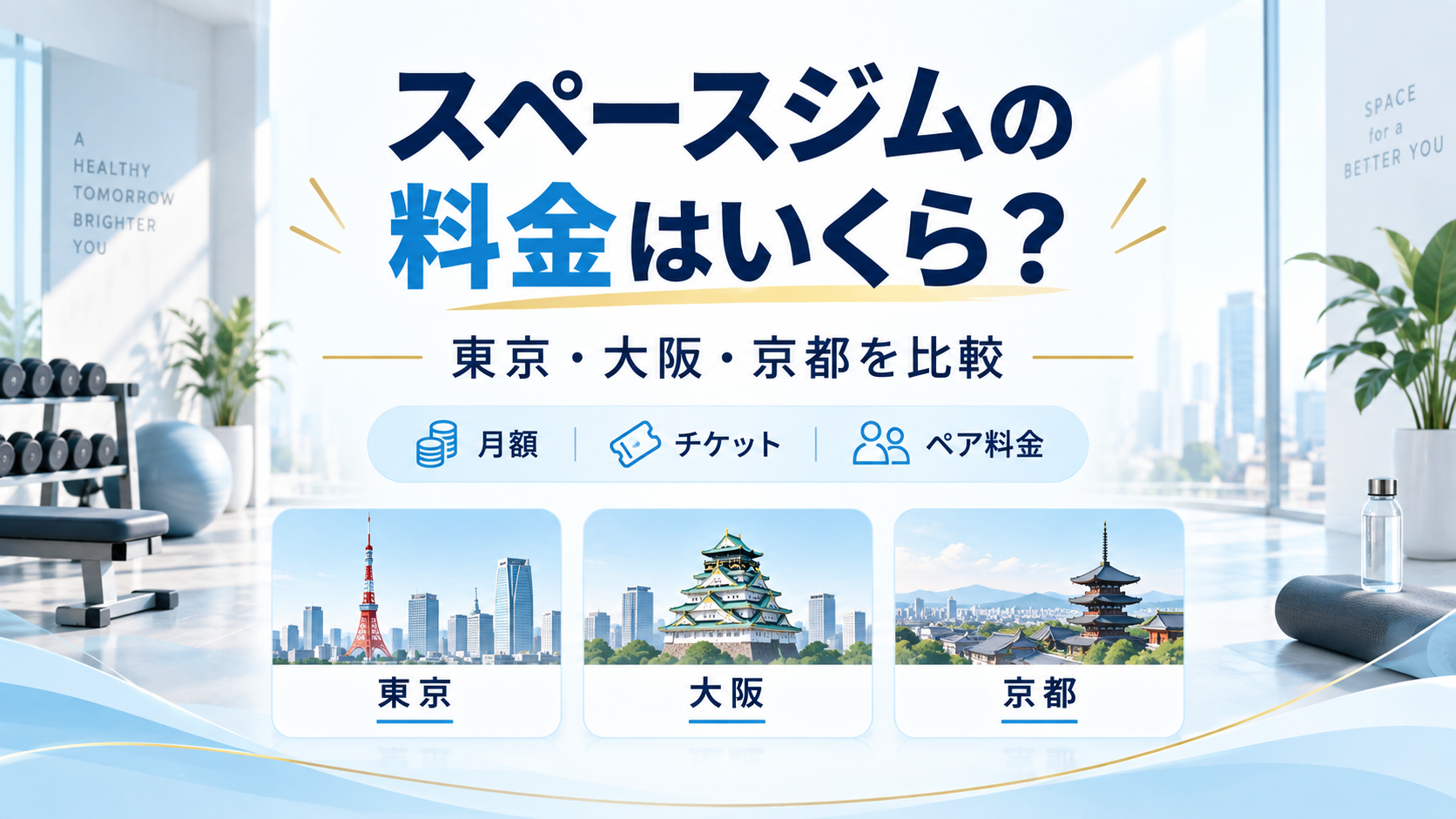 スペースジムの料金を東京・大阪・京都で比較