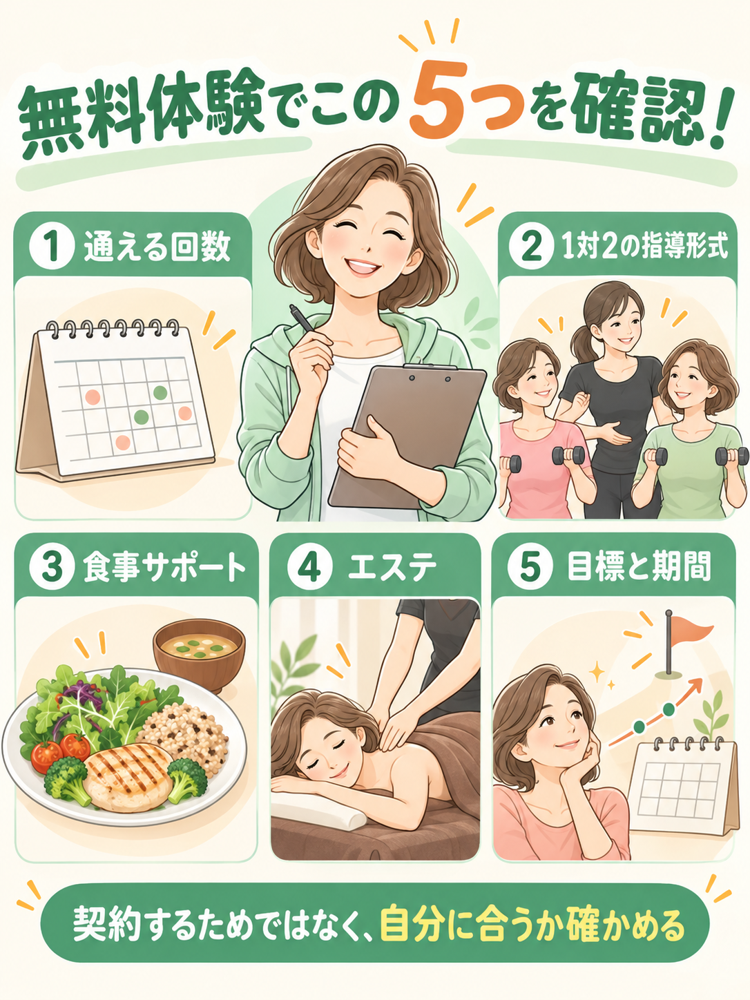 GYMSの無料体験で確認したい5つのポイント