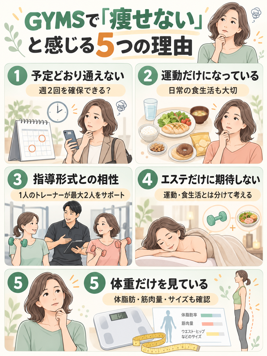 GYMSで痩せないと感じる5つの理由